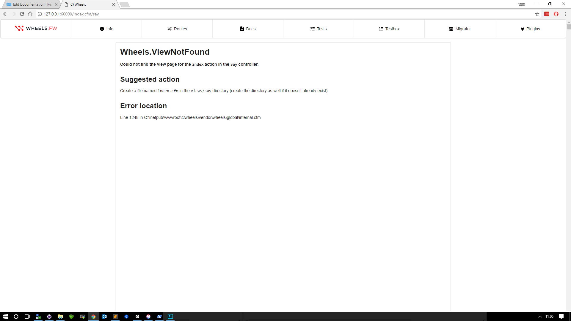 Figure 2: Wheels error after setting up your blank say controller